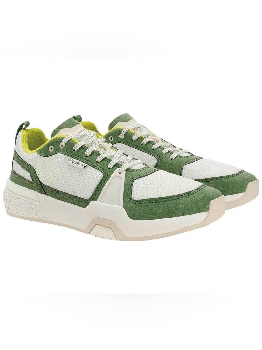 OLUKAI Anau Performance Sneakers, Bright White/Leaf Green, NWT, Men's Multiple